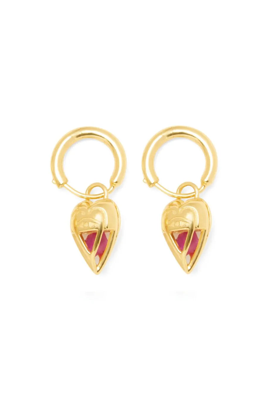 The Lovers Capsule Heart Hoops Earrings in Gold