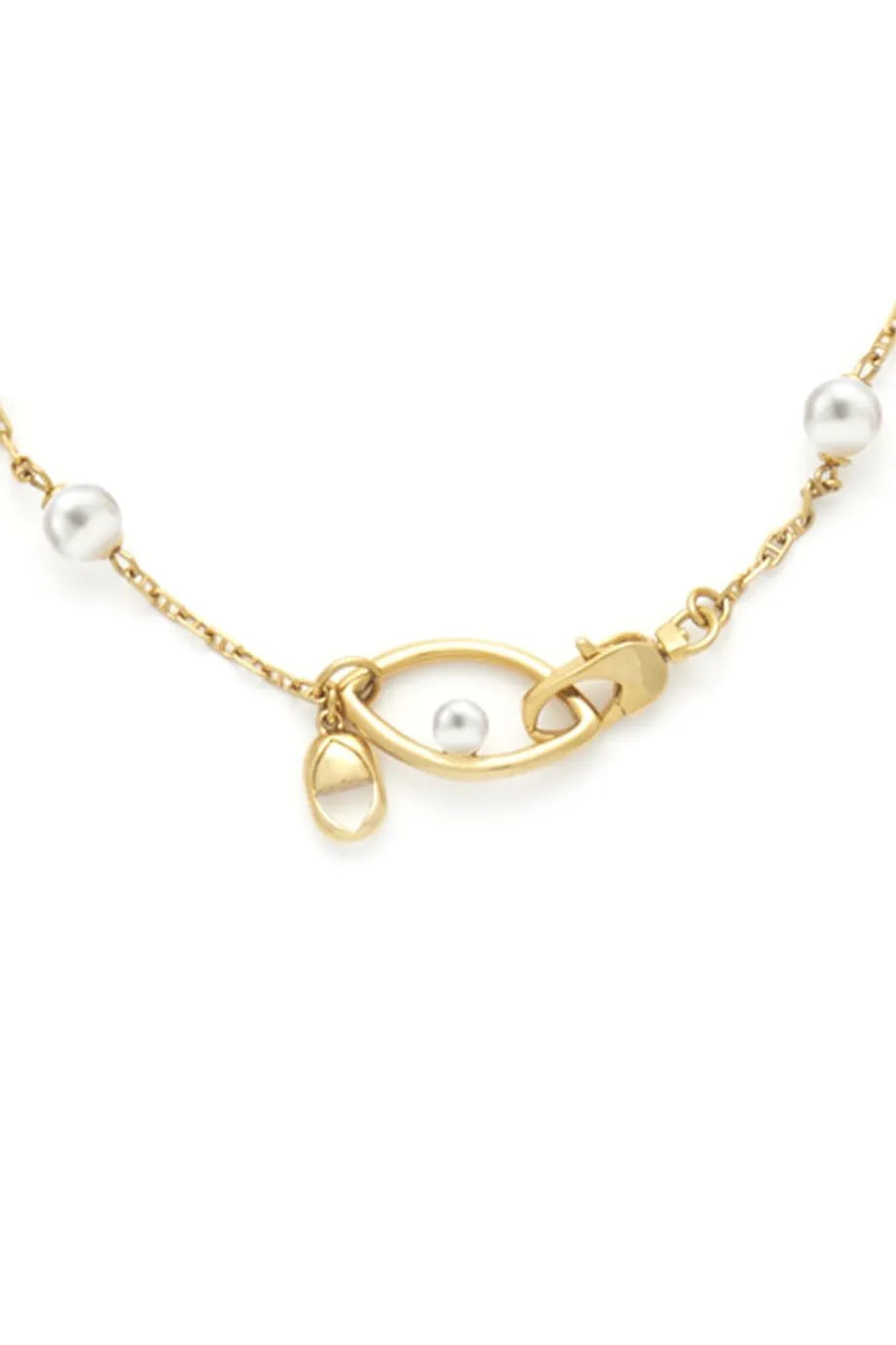 Egyptian Symbols Rosary Pearl Necklace in Gold