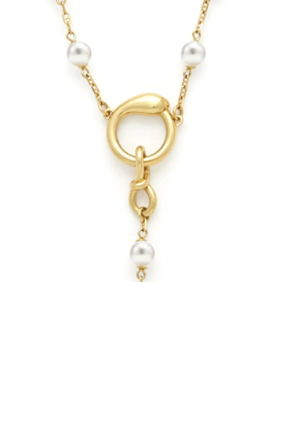 Egyptian Symbols Rosary Pearl Necklace in Gold