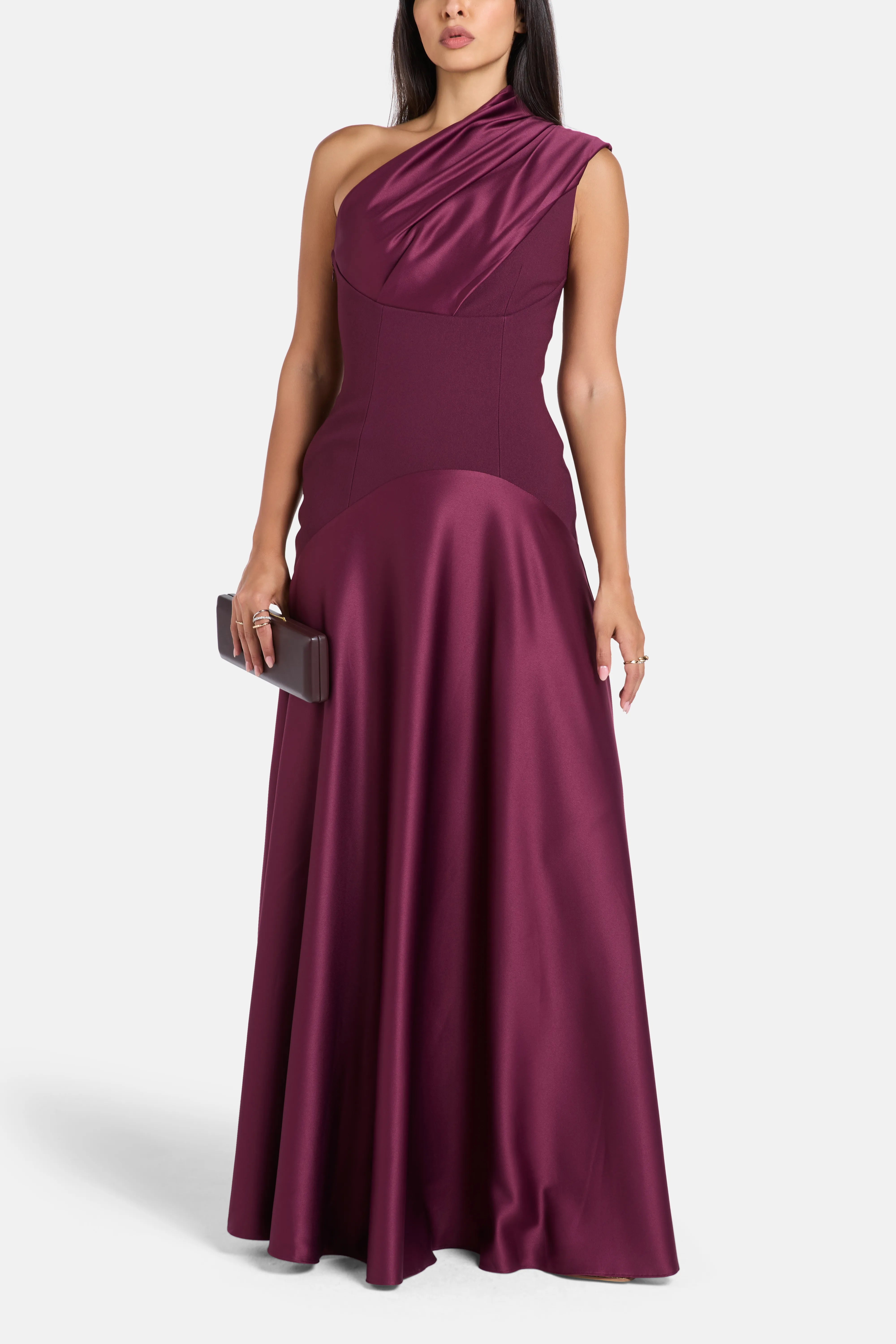 Gabriela One Shoulder Evening Dress in Purple