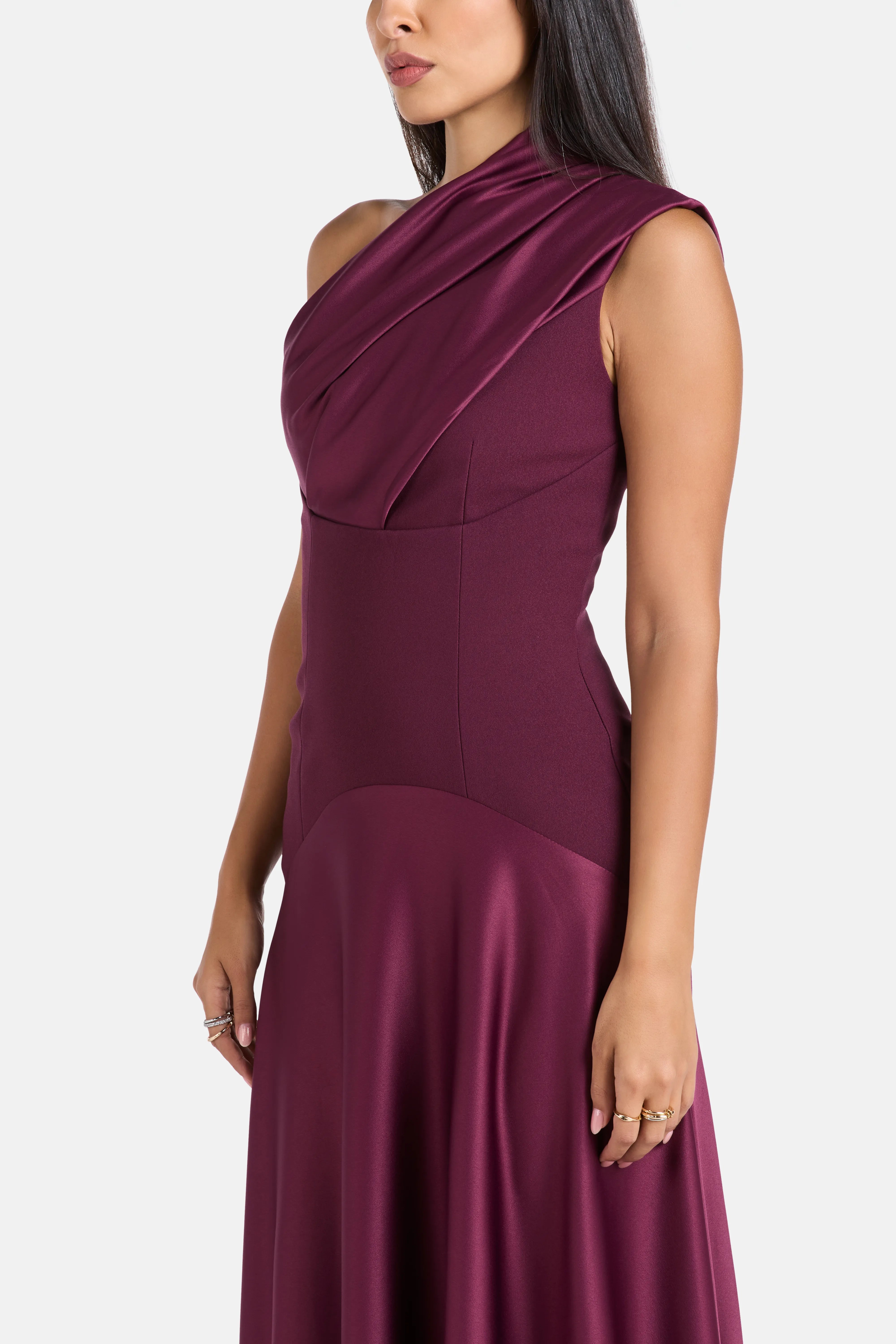 Gabriela One Shoulder Evening Dress in Purple