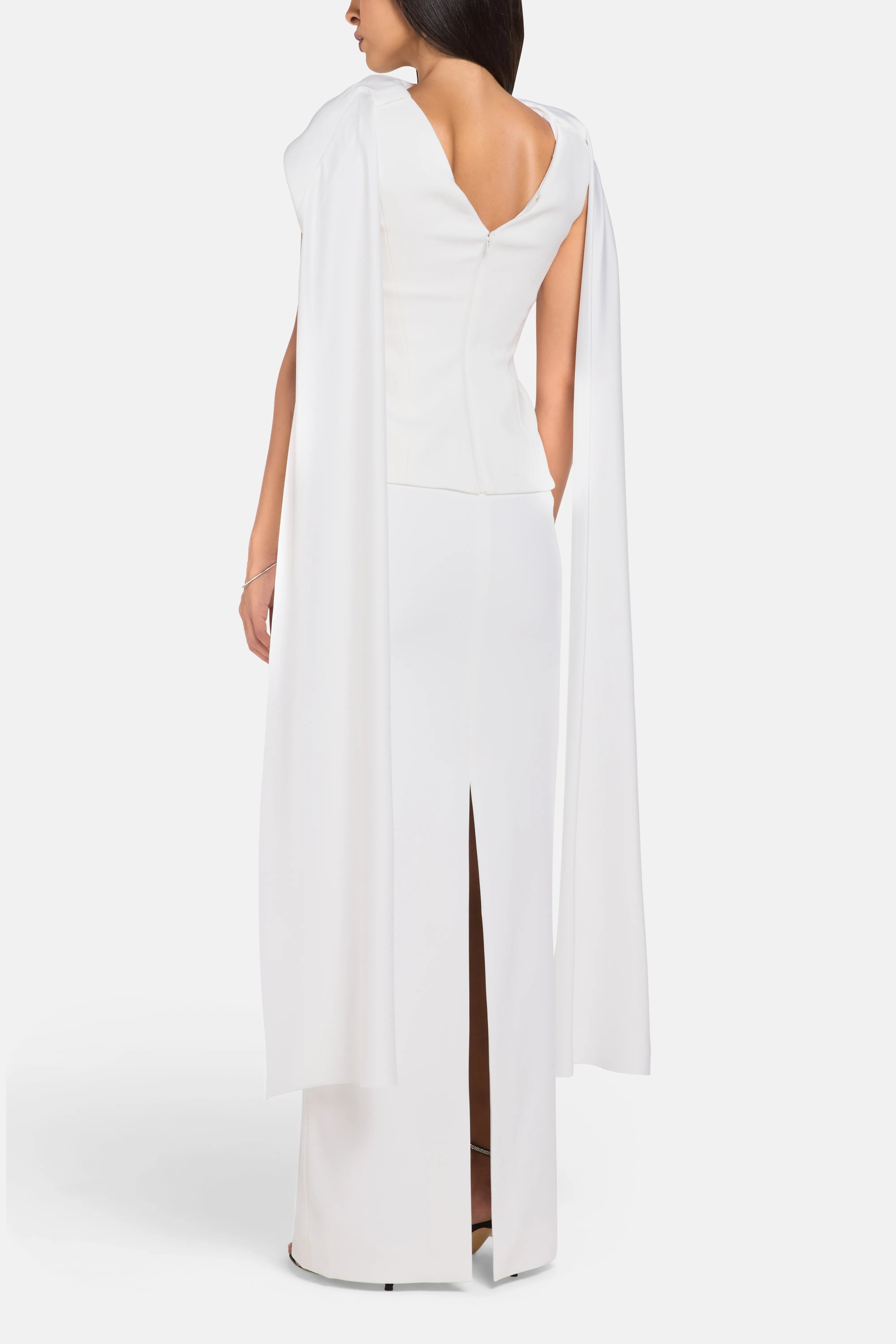 Annie Evening Dress in White with Cape