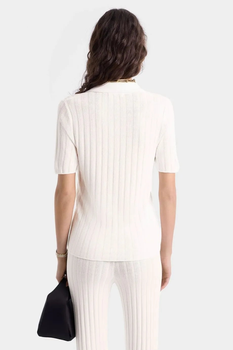 SRC Ribbed Polo T-Shirt in White