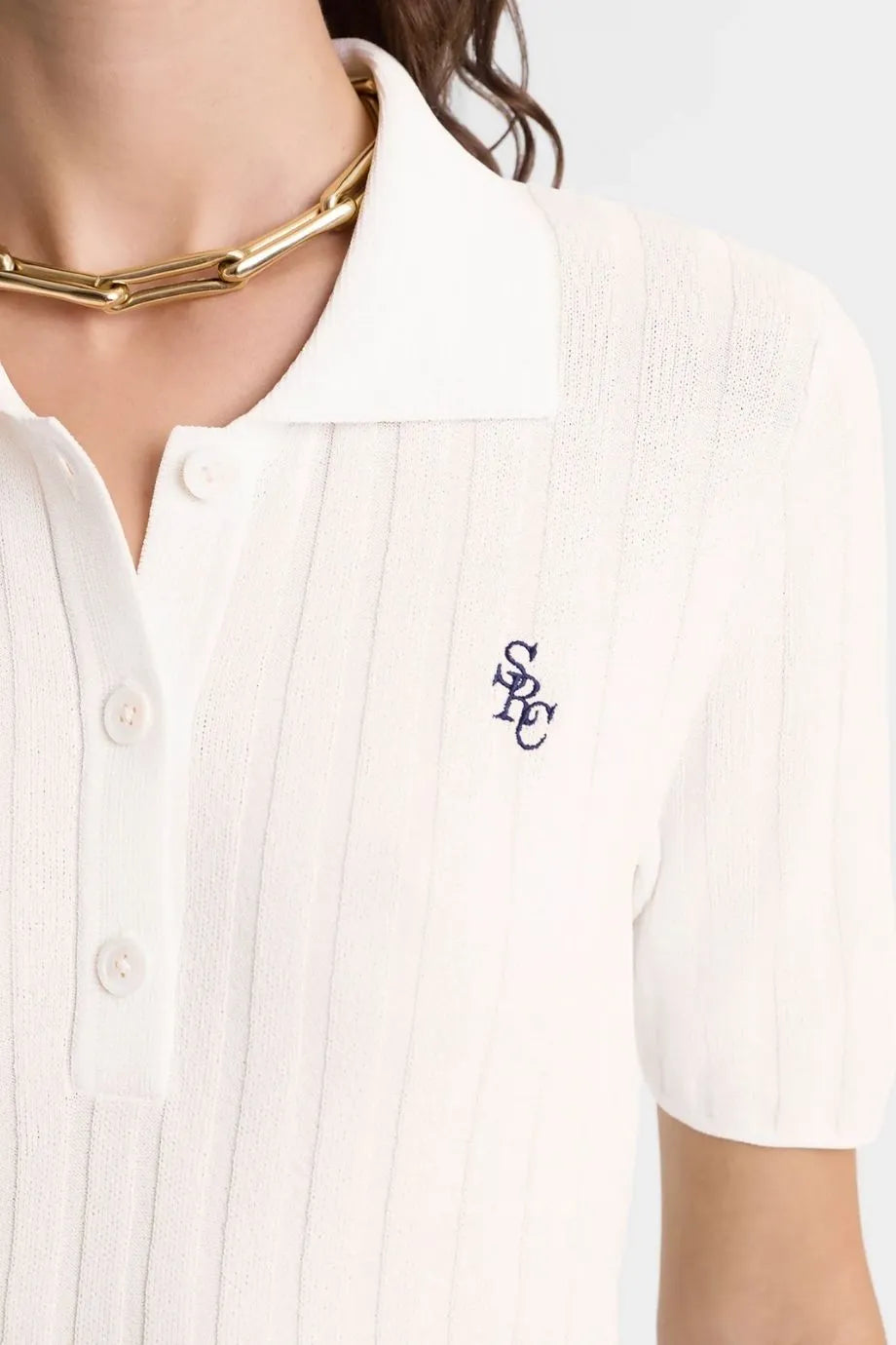 SRC Ribbed Polo T-Shirt in White