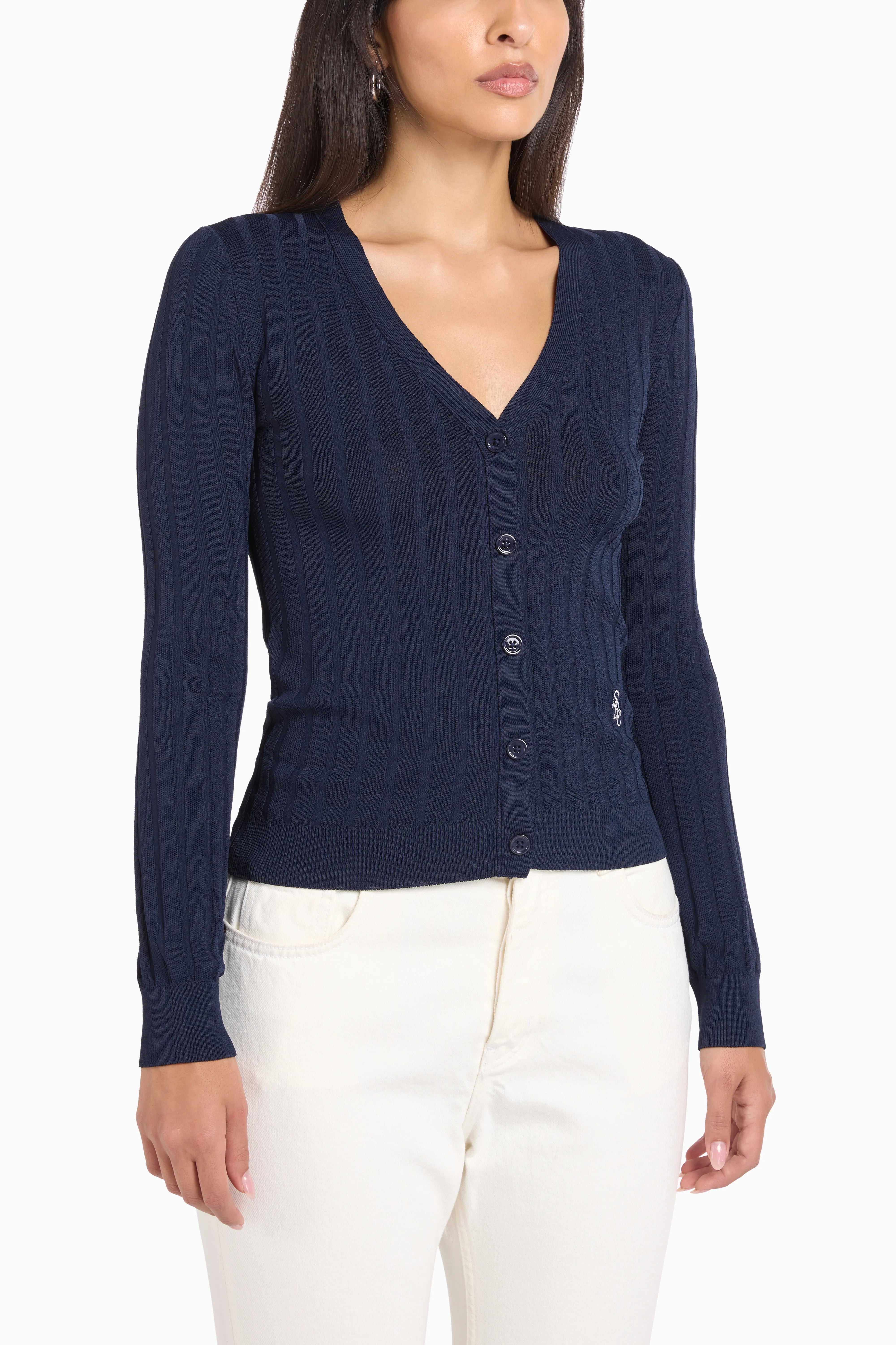 SRC Ribbed Knit Cardigan in Blue