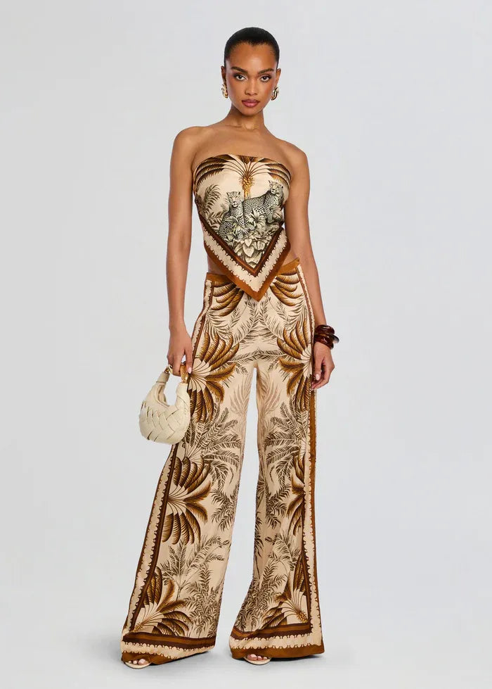 Sunny Ochre Palma Wide Legged Pants in Beige