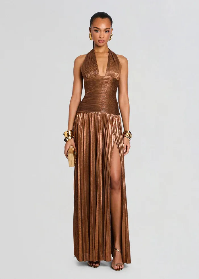 Orlina Sleeveless Evening Dress Dress in Brown