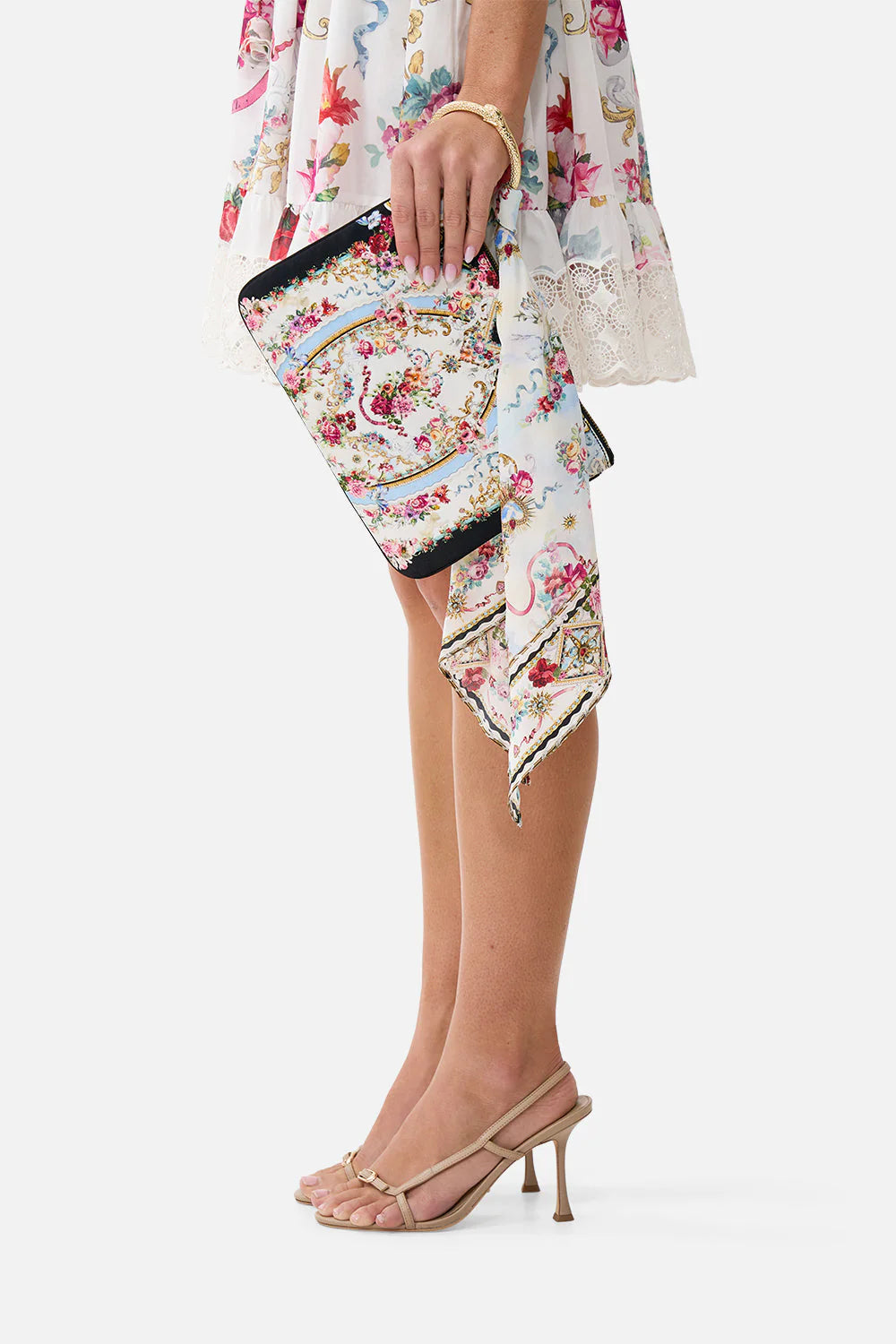 Torero Libertine Floral Ring Scarf Clutch Bag in White