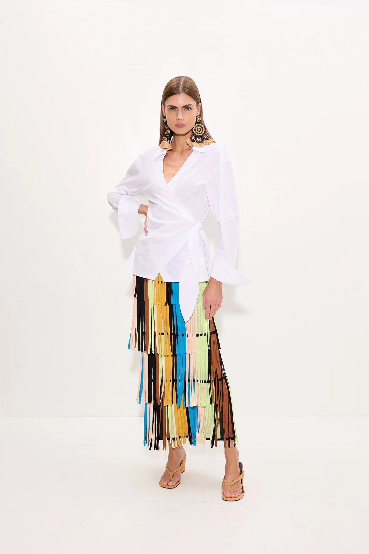 Anya Poplin Wrap Cotton Top in White