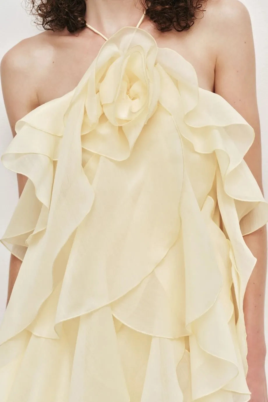 Pandorea Ruffles Layered Sleeveless Maxi Dress in Yellow