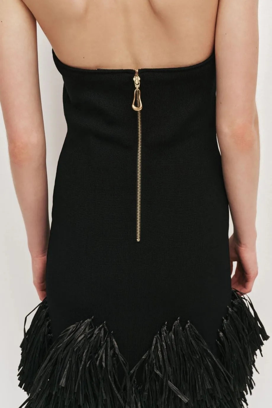 Elva Raffia Knit Sleeveless Midi Dress in Black