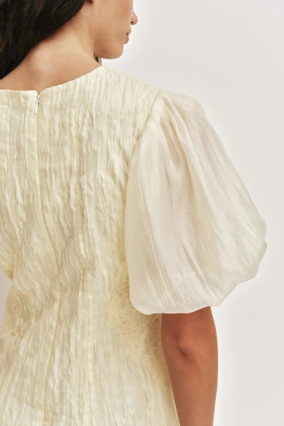 Ophelia Lace Midi Dress in Yellow