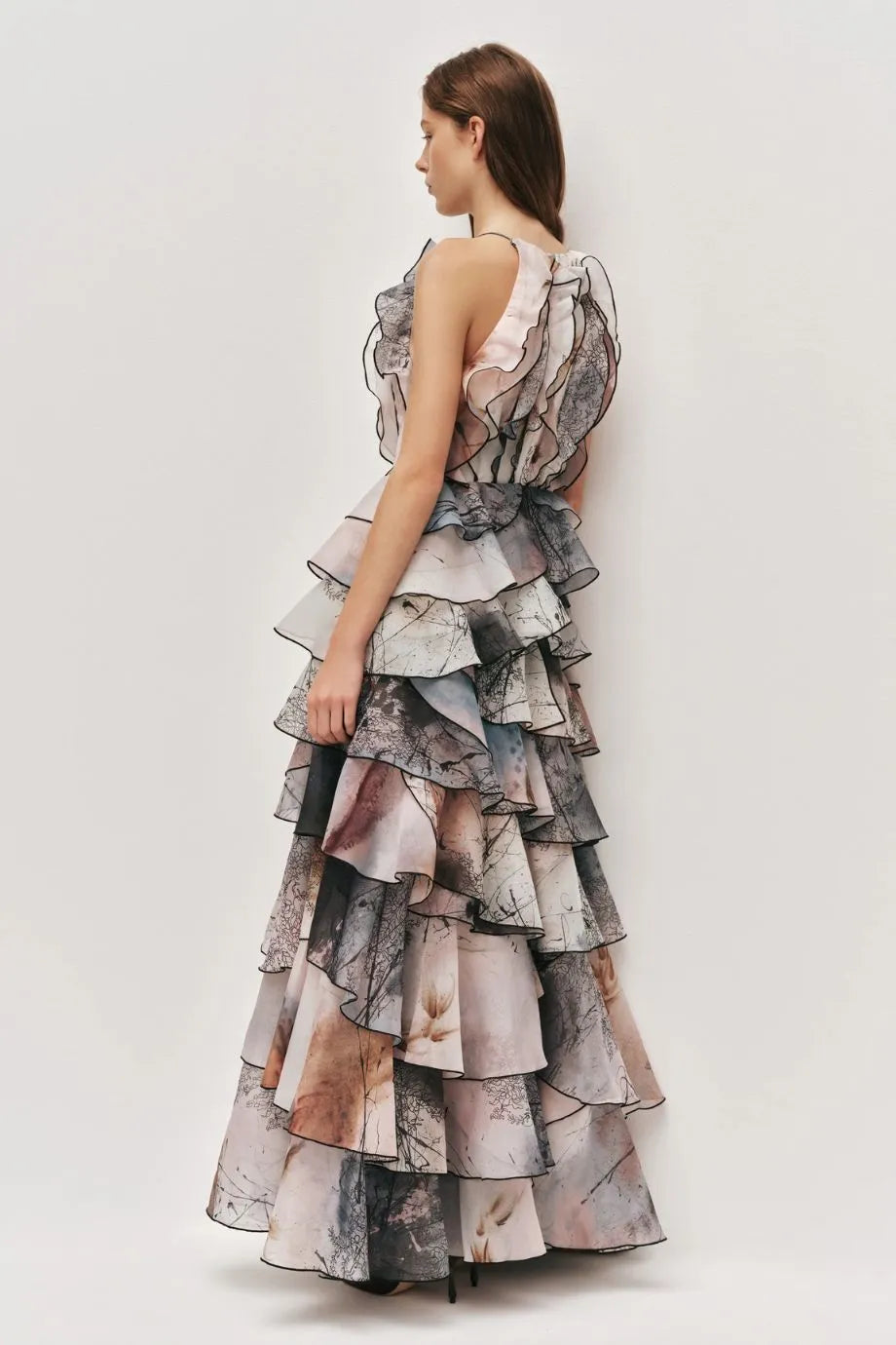 Cleo Ruffles Sleeveless Maxi Dress in Blue