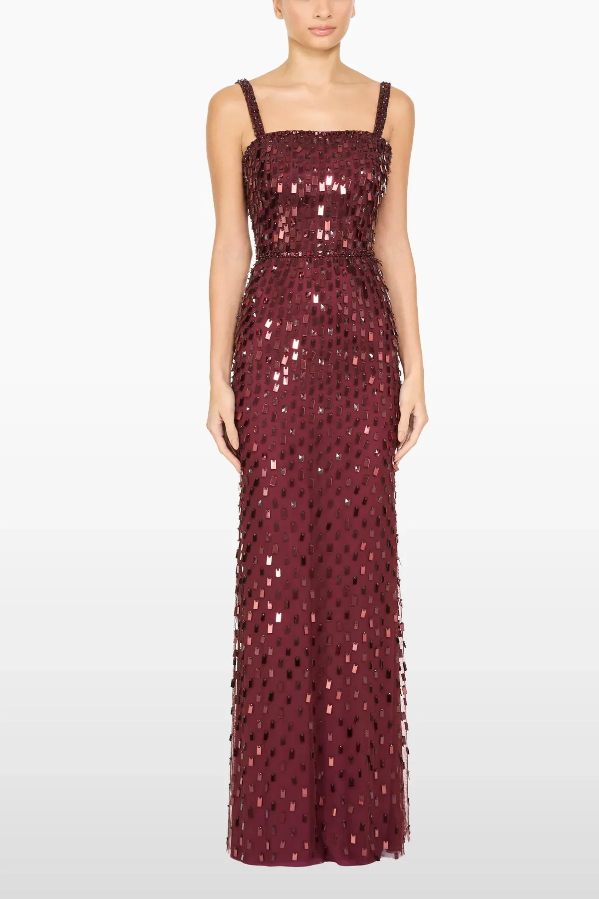 Juliette Sequins Embellished Sleeveless Evening Dress in Brown