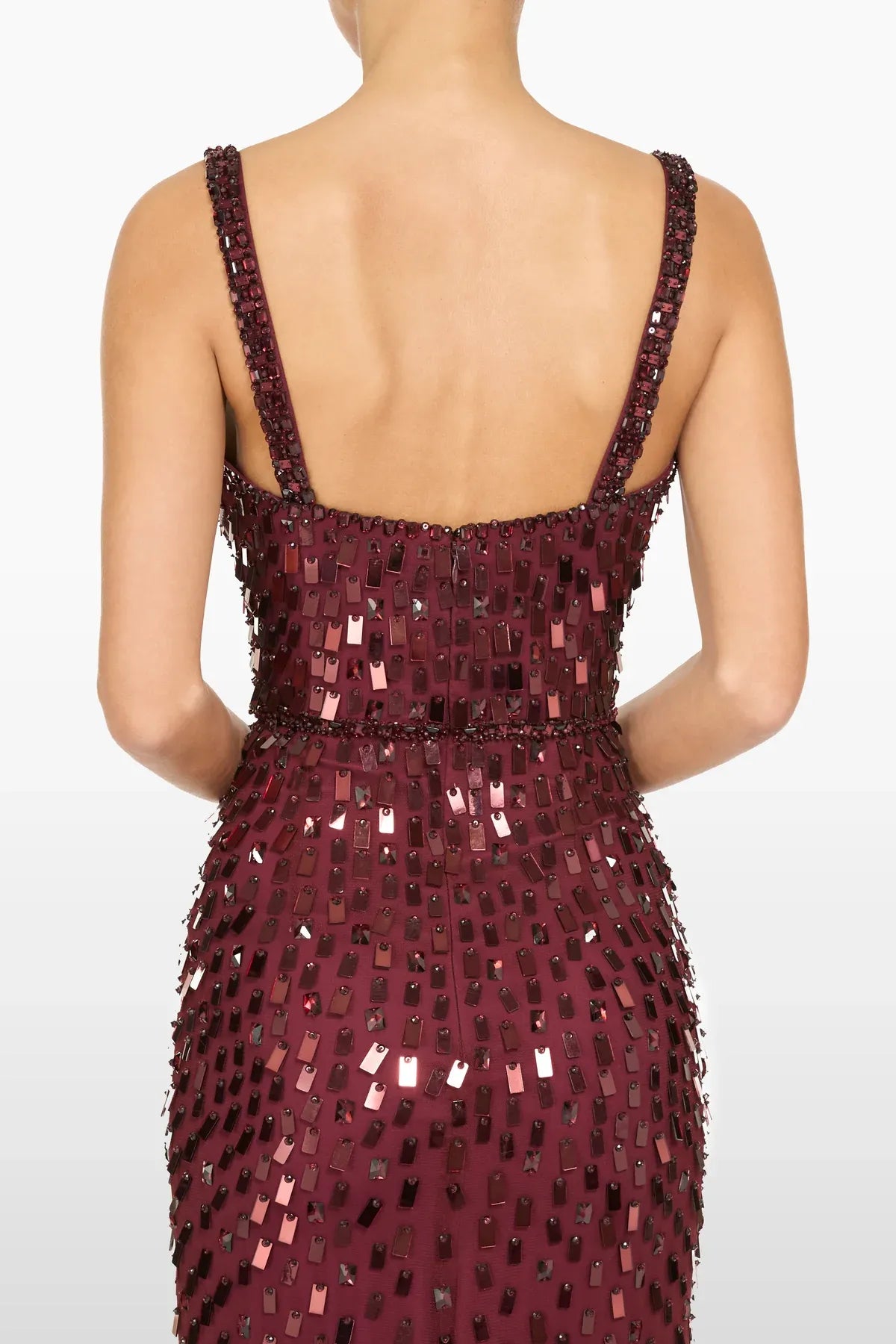 Juliette Sequins Embellished Sleeveless Evening Dress in Brown