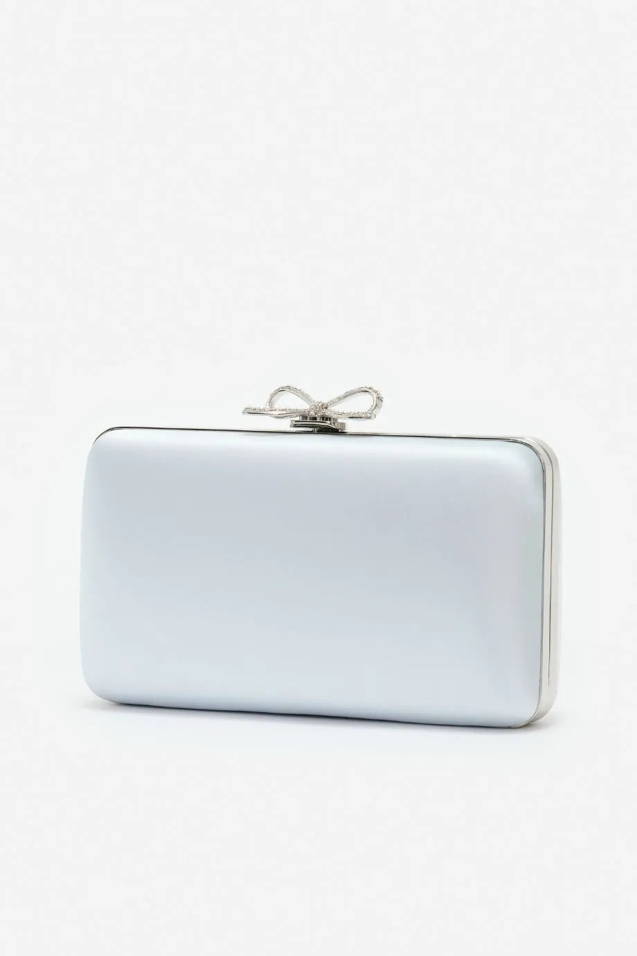 Bow Satin Clutch Bag in Blue