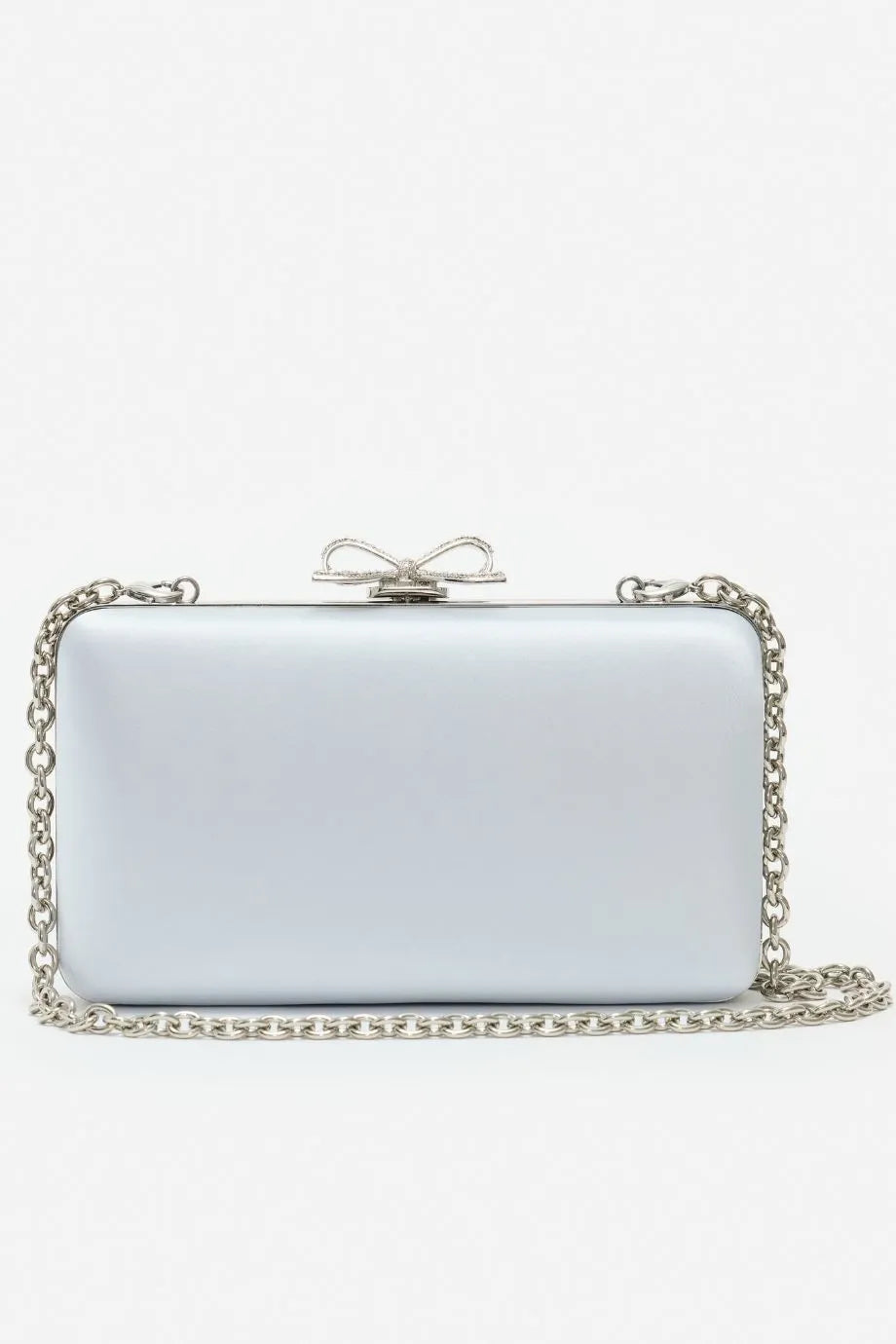 Bow Satin Clutch Bag in Blue