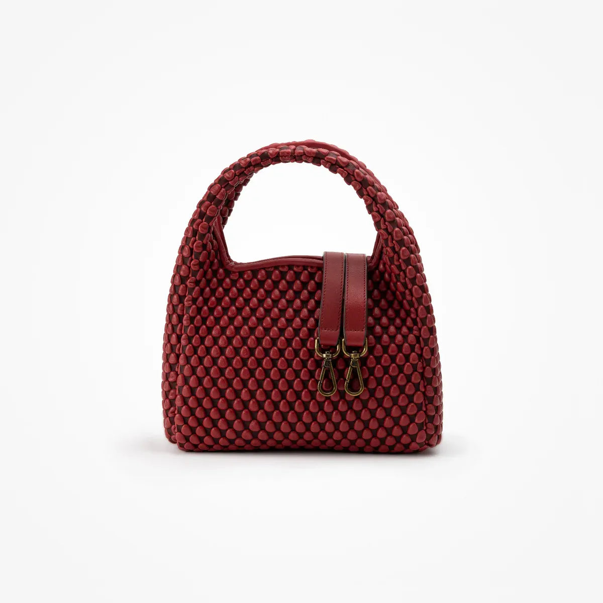 Figaro Nappa Classic Red Bubble Top Handle Bag in Red