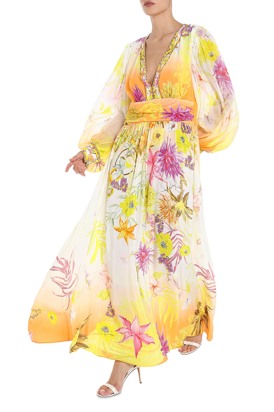 Long Dress W Blouson Sleeve