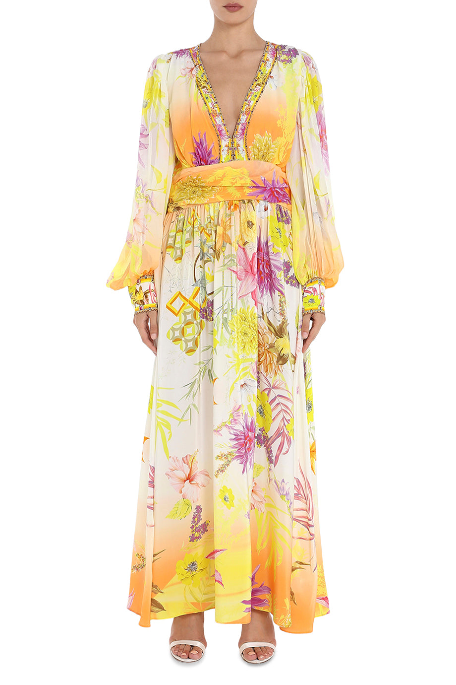Long Dress W Blouson Sleeve