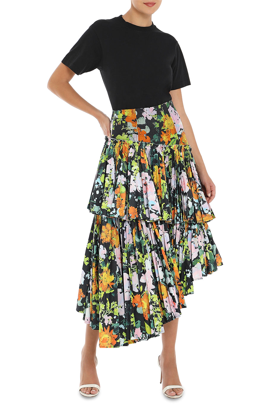 Alice Pleated Asymmetrical Midi Skirt