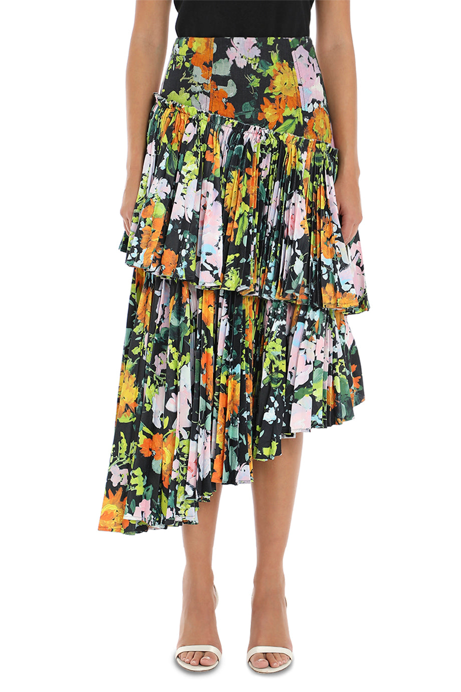 Alice Pleated Asymmetrical Midi Skirt