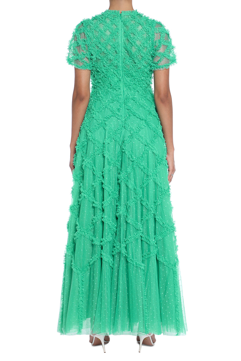 Evelyn Short Sleeve Ruffle Gown