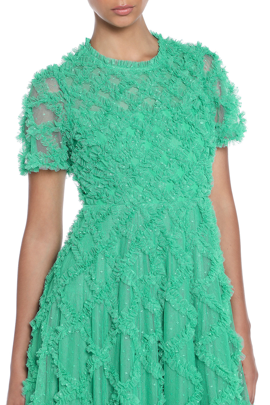 Evelyn Short Sleeve Ruffle Gown