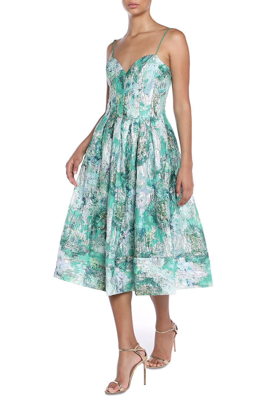 Sage Jacquard Midi Dress