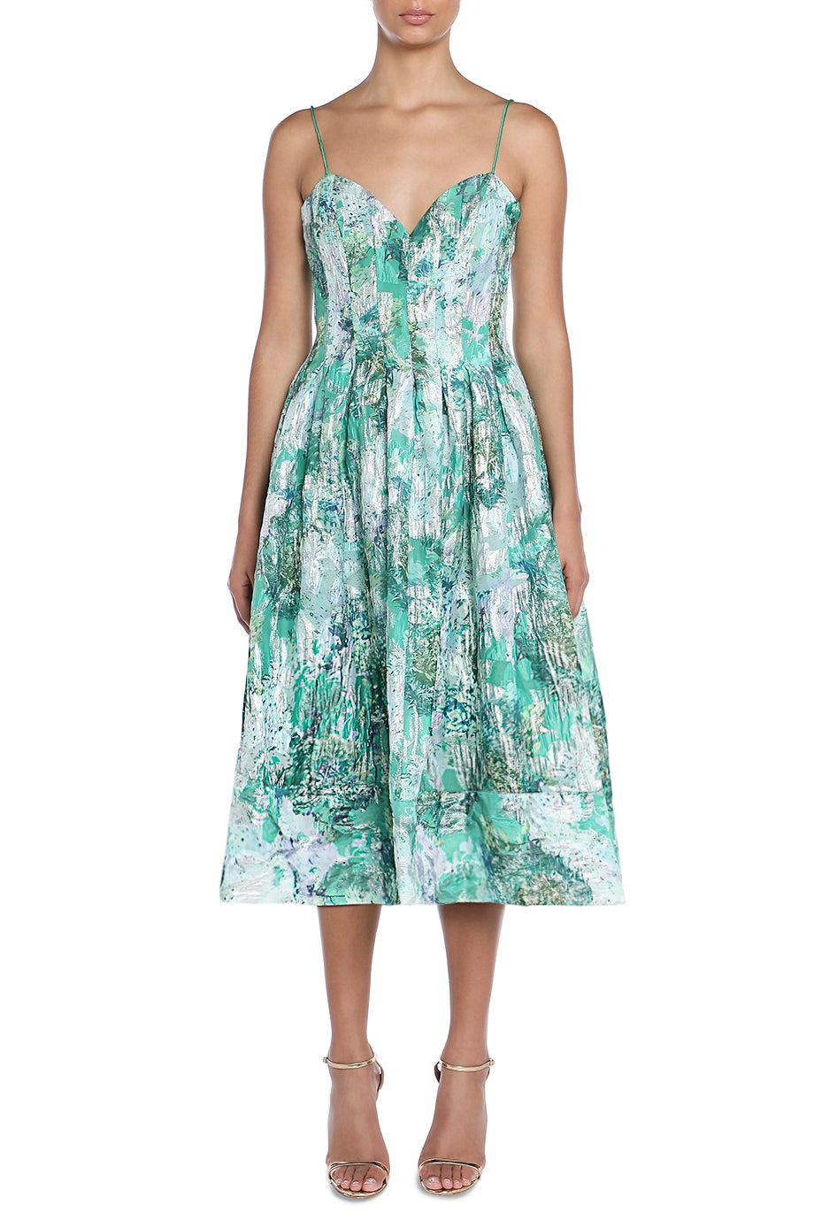 Sage Jacquard Midi Dress