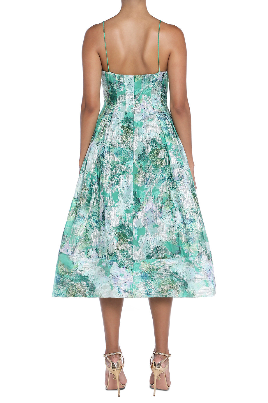 Sage Jacquard Midi Dress