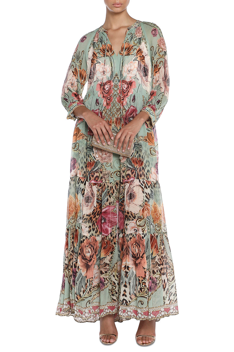 Long Gathered Panel Dress