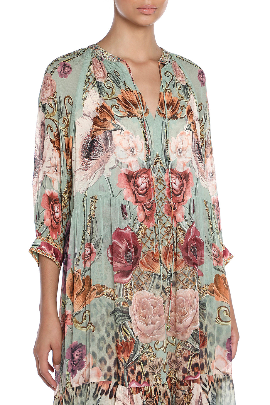 Long Gathered Panel Dress
