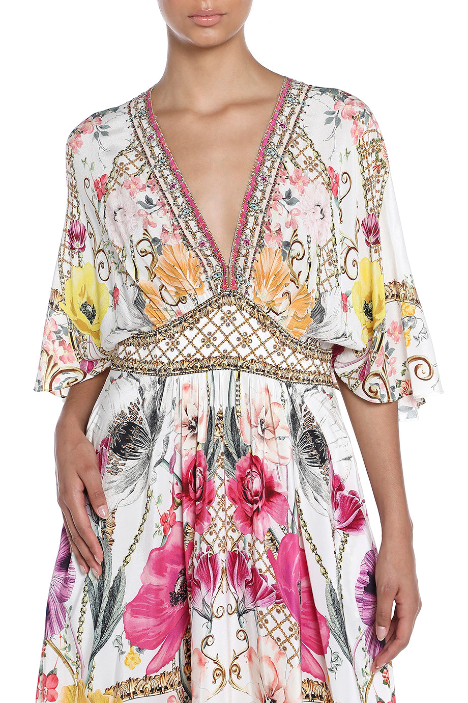 Waisted Dress With Hem Ruffle