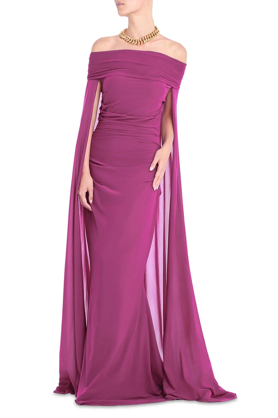 Off The Shoulder Caped Gown