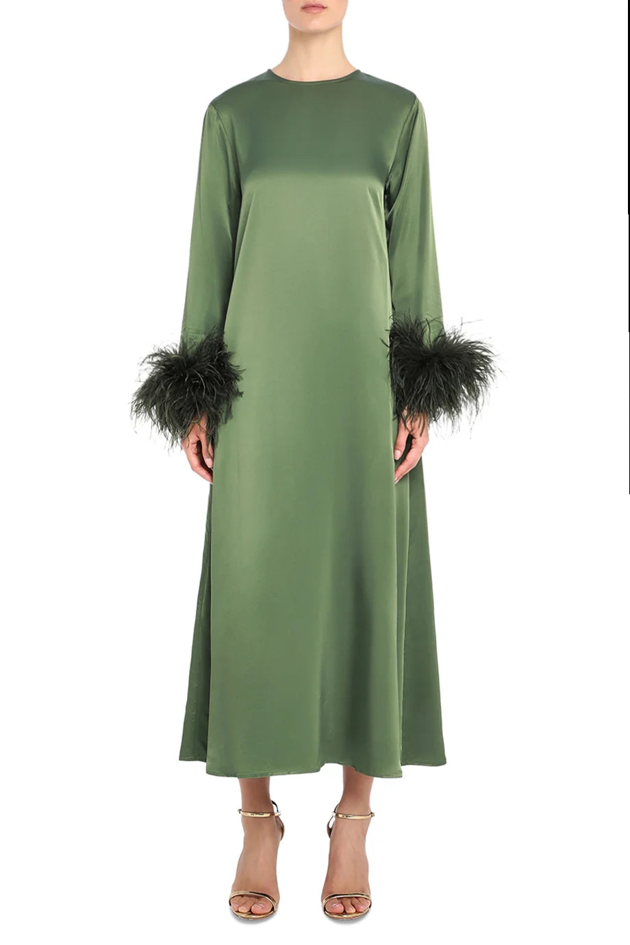 Suzi Maxi Dress Feathers In Green