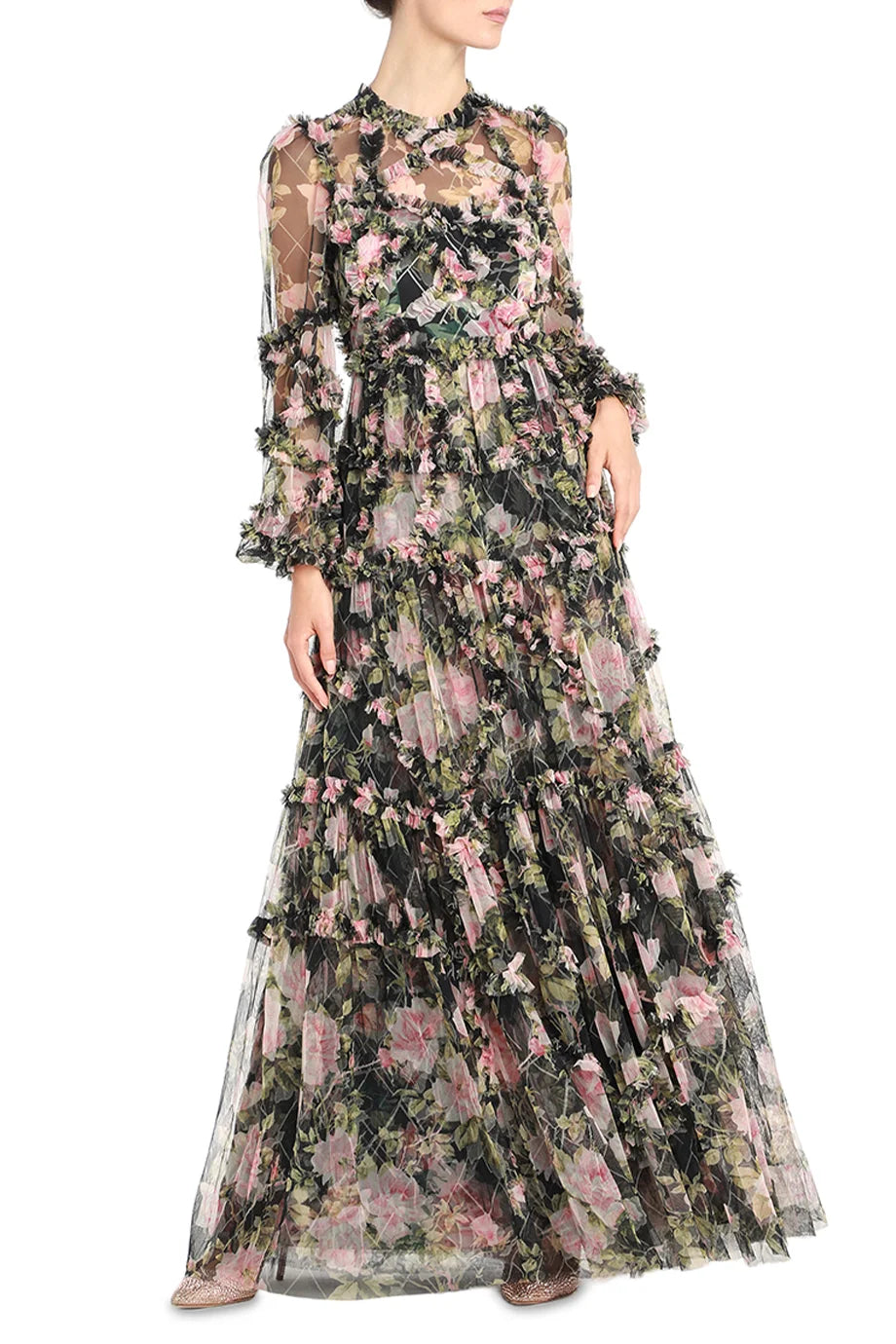 English Rose Diamond Ruffle Gown