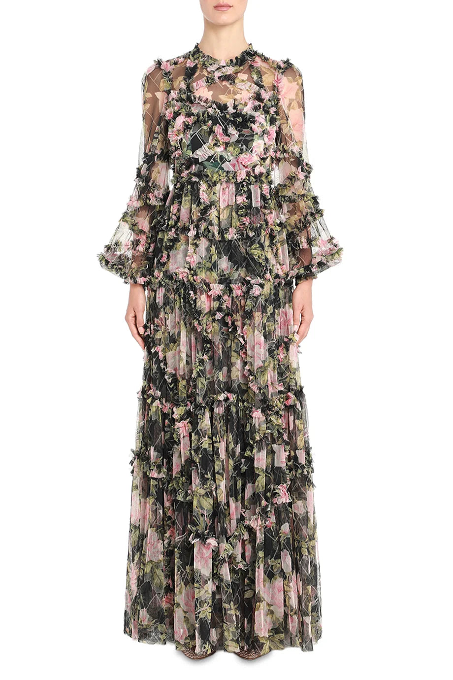 English Rose Diamond Ruffle Gown