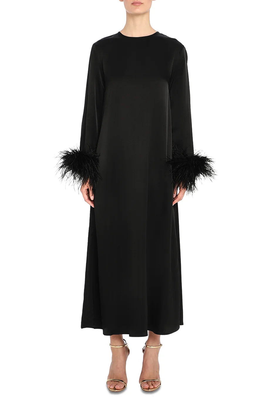 Suzi Maxi Dress Feathers In Black