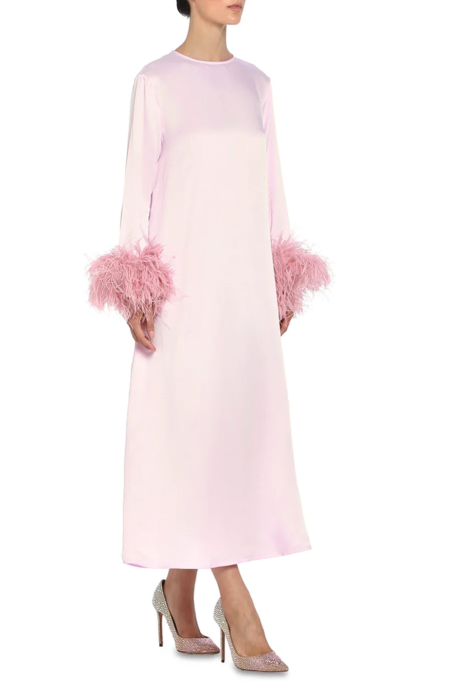 Suzi Maxi Dress Feathers In Pink