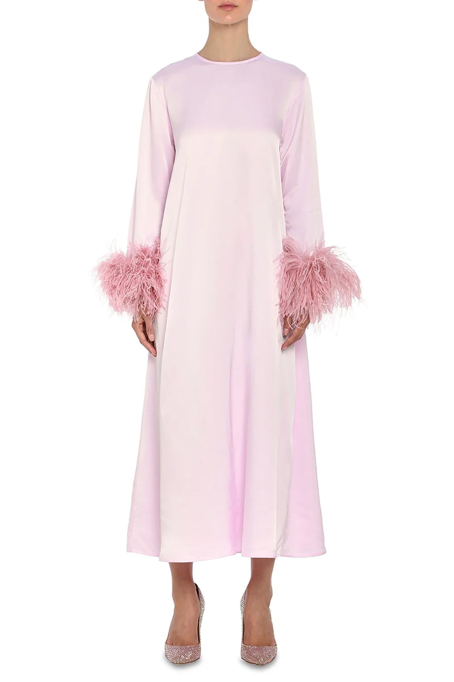 Suzi Maxi Dress Feathers In Pink