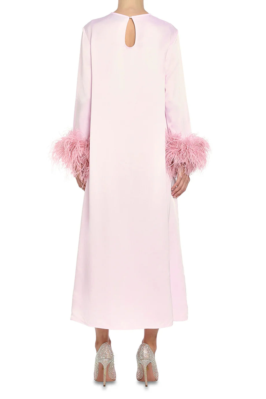 Suzi Maxi Dress Feathers In Pink
