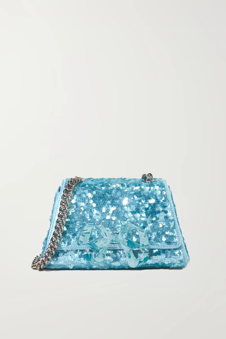 Blue Sequin Bow Mini Shoulder Bag