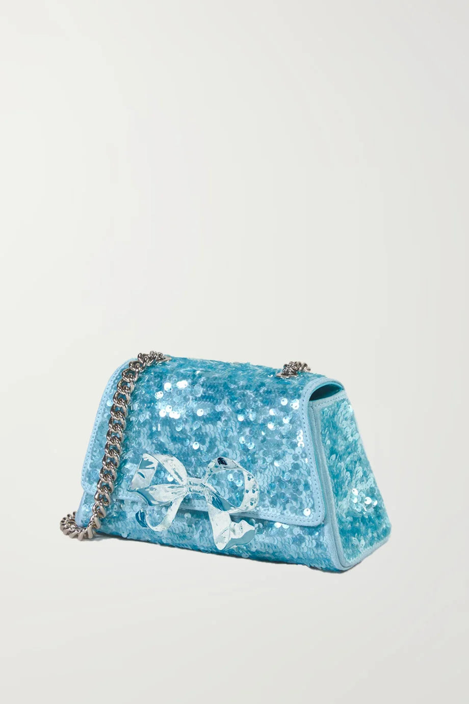 Blue Sequin Bow Mini Shoulder Bag
