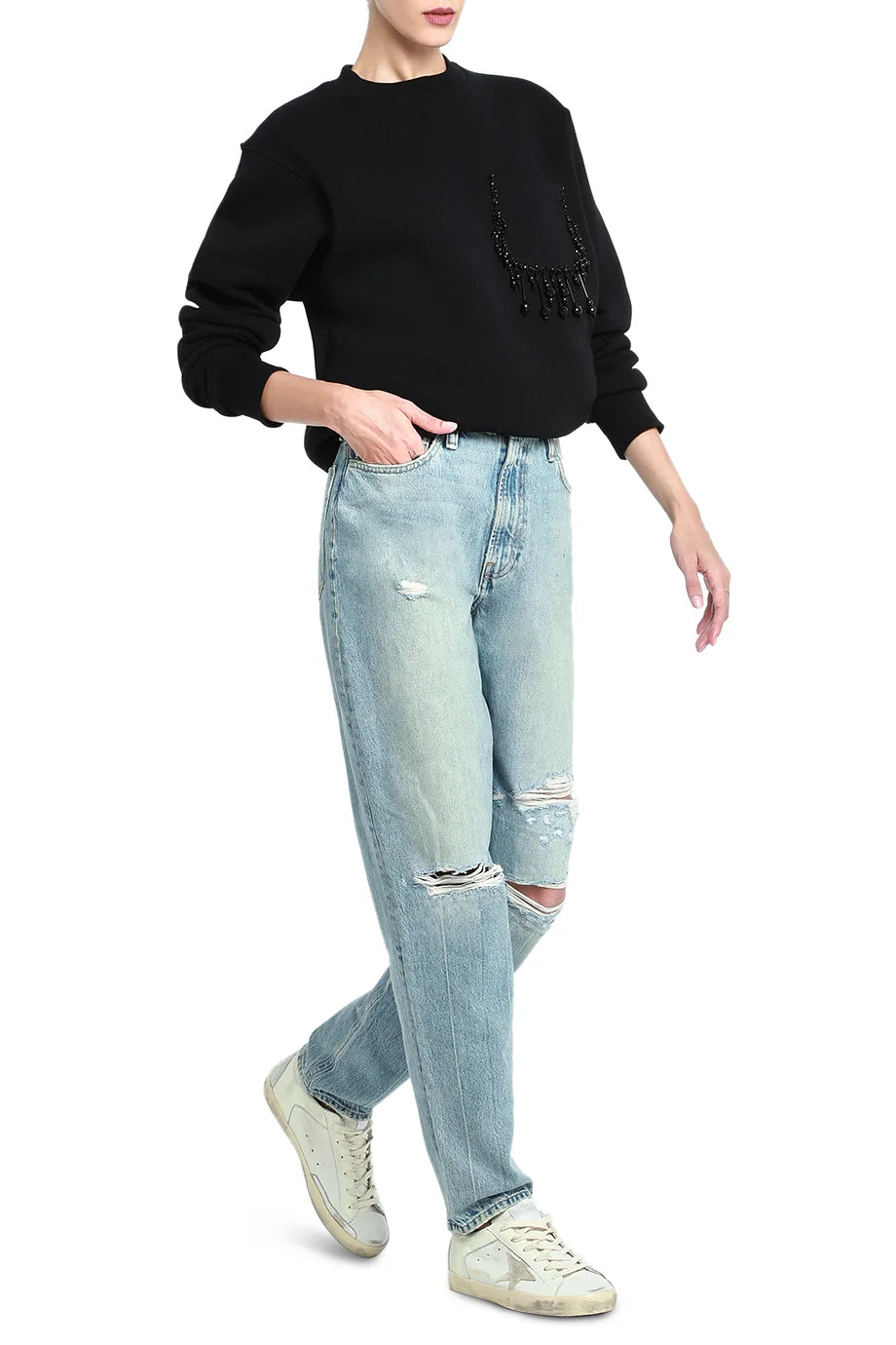 Beads Pocket Embellished Sweatshirt