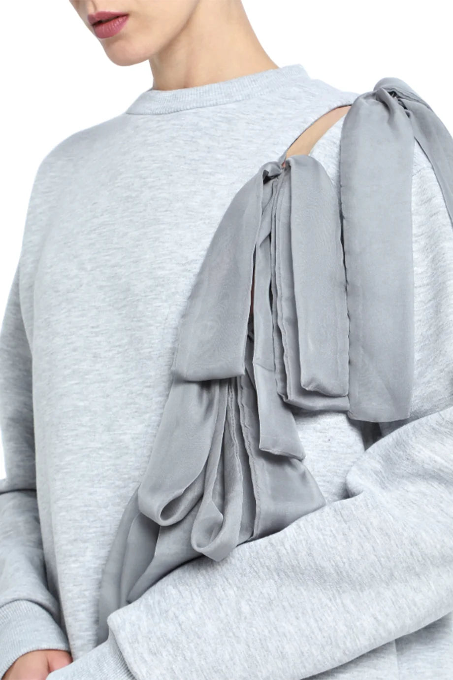 Asymmetric Cut-out Ribbon Hoodie