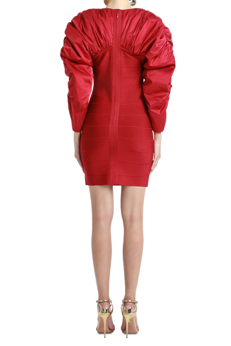 Ruched Nylon Mini Dress