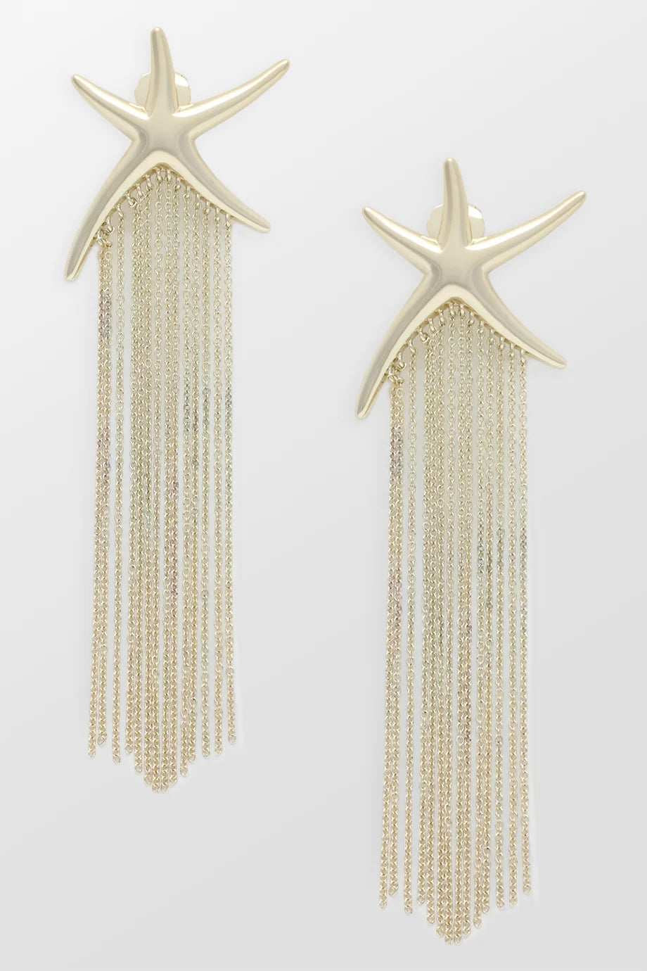 Orion Starfish Stud Chain Fringe Earrings