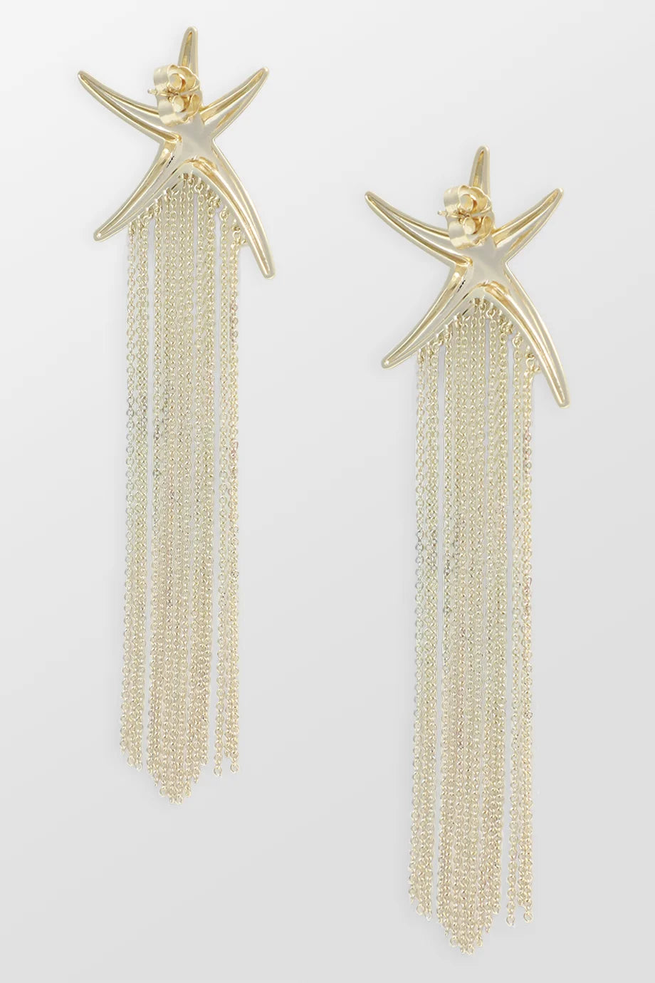 Orion Starfish Stud Chain Fringe Earrings