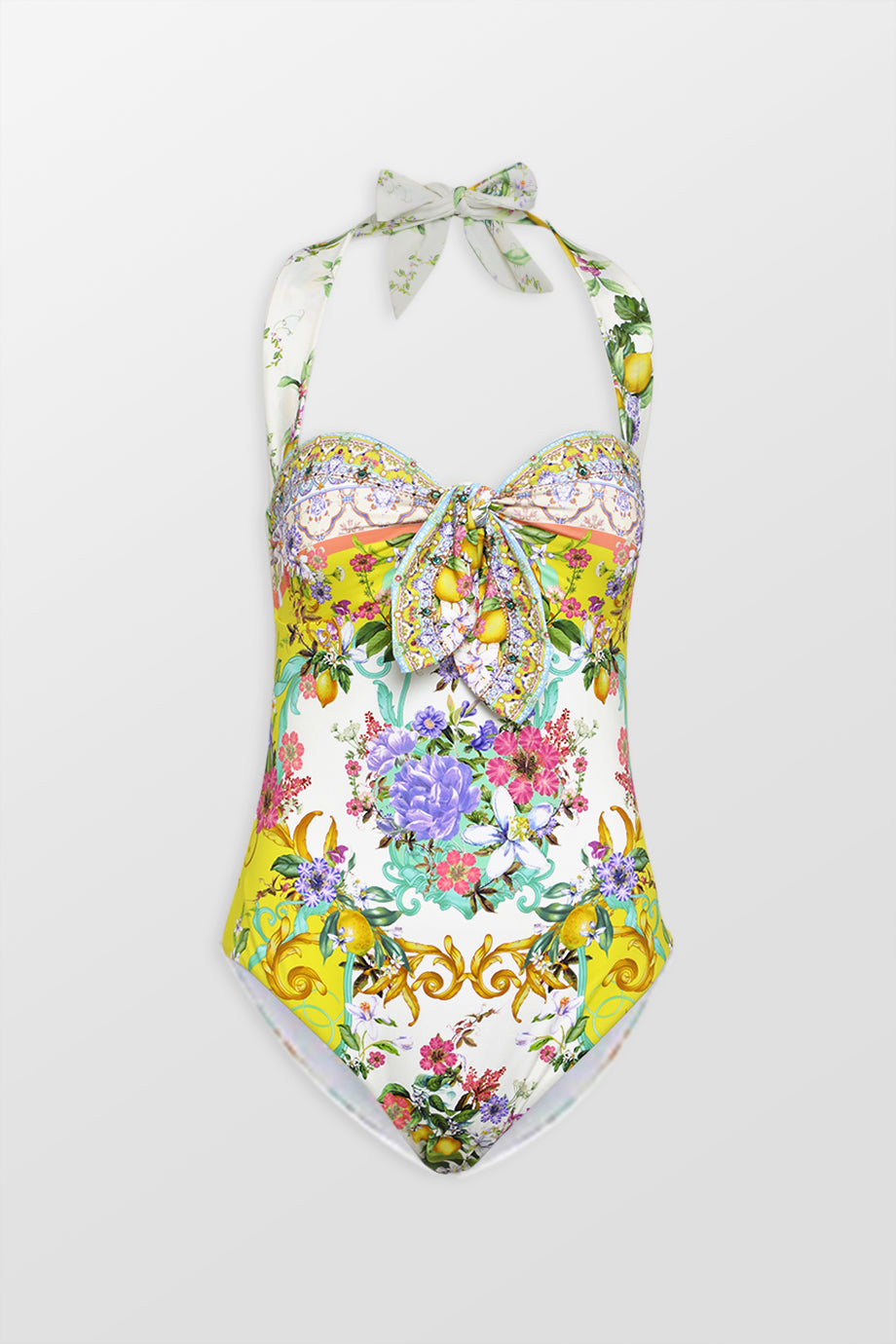Halter Neck One Piece With Tie